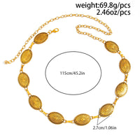 Thumbnail for Antique Gold Silver Tone Carved Oval Disk Waist Chain - ArtGalleryZen