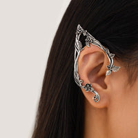 Thumbnail for Antique Gold Silver Tone Floral Leaf Ear Cuff Climber Crawler Wrap Earrings - ArtGalleryZen