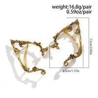 Thumbnail for Antique Gold Silver Tone Floral Leaf Ear Cuff Climber Crawler Wrap Earrings - ArtGalleryZen