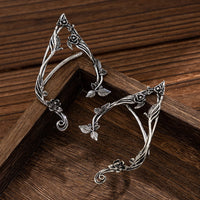 Thumbnail for Antique Gold Silver Tone Floral Leaf Ear Cuff Climber Crawler Wrap Earrings - ArtGalleryZen