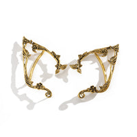 Thumbnail for Antique Gold Silver Tone Floral Leaf Ear Cuff Climber Crawler Wrap Earrings - ArtGalleryZen