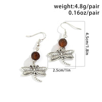 Thumbnail for Antique Silver Dragonfly Dangle Earrings - ArtGalleryZen