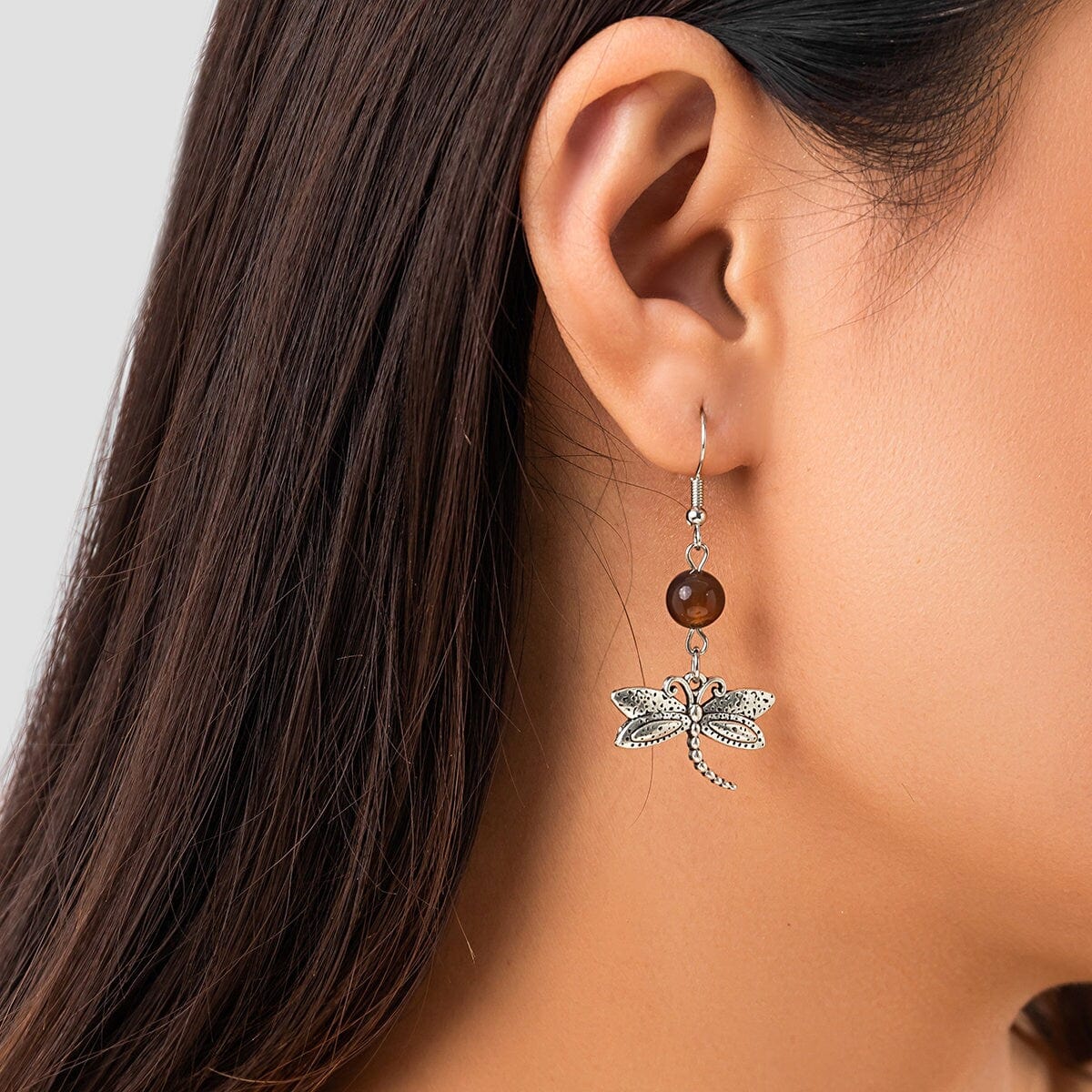 Antique Silver Dragonfly Dangle Earrings - ArtGalleryZen