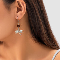 Thumbnail for Antique Silver Dragonfly Dangle Earrings - ArtGalleryZen