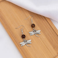 Thumbnail for Antique Silver Dragonfly Dangle Earrings - ArtGalleryZen