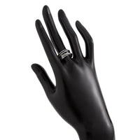 Thumbnail for Antique Silver Layered Pattern Open Ring - ArtGalleryZen