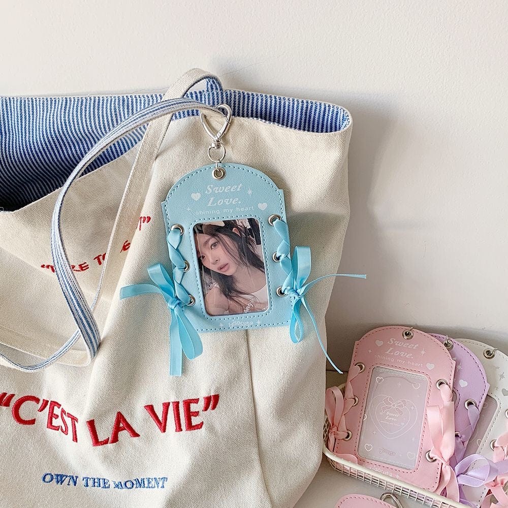 Ballet Style Ribbon Bowknot Kpop Keychain Photocard Holder - ArtGalleryZen