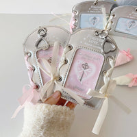 Thumbnail for Ballet Style Ribbon Silver Kpop Keychain Photocard Holder - ArtGalleryZen