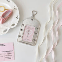 Thumbnail for Ballet Style Ribbon Silver Kpop Keychain Photocard Holder - ArtGalleryZen