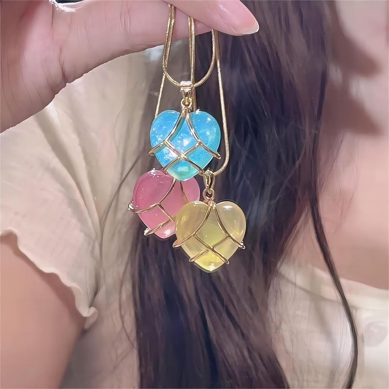 Barbie Murano Crystal Heart Pendant Necklace - ArtGalleryZen