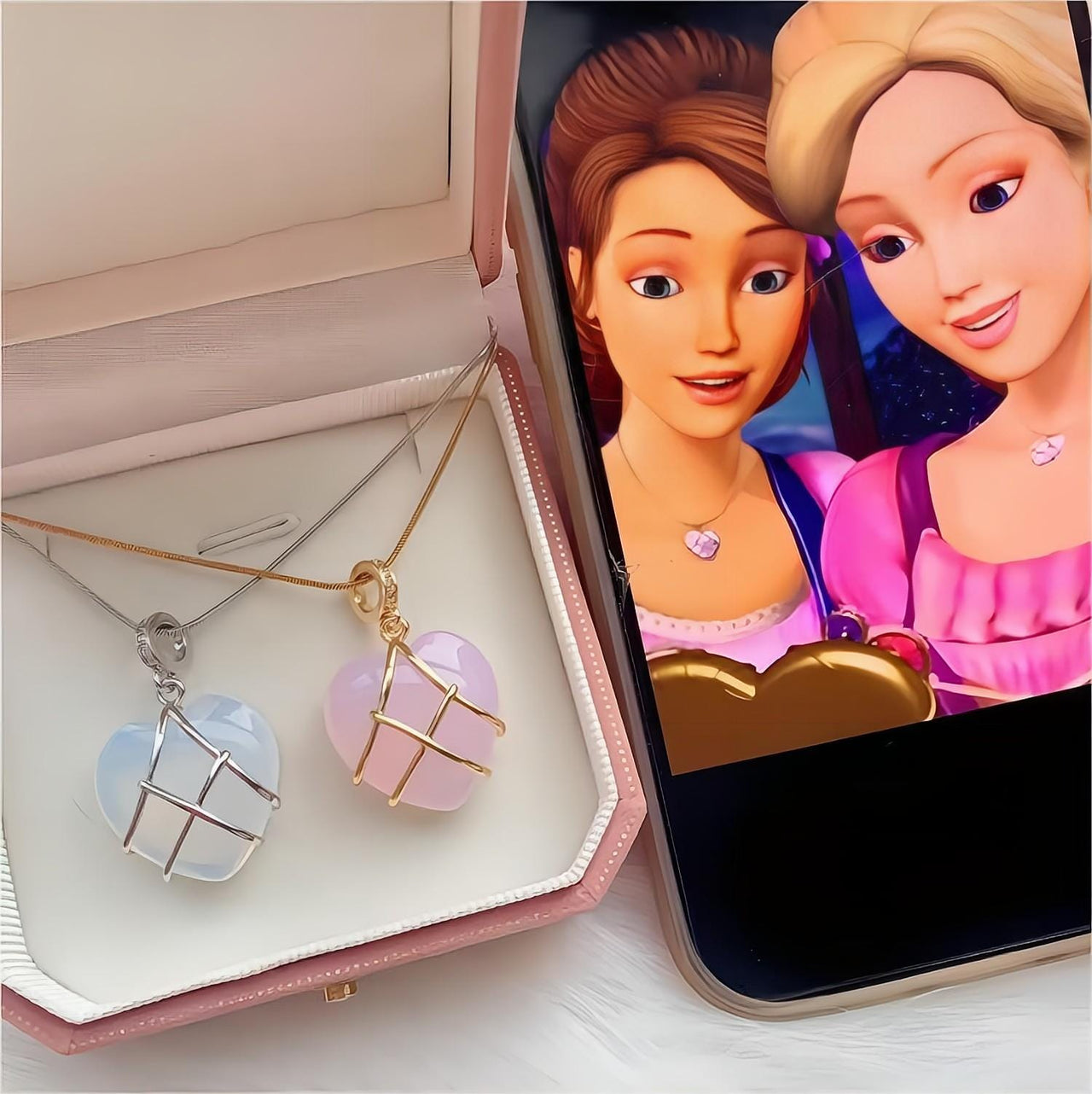 Barbie Murano Crystal Heart Pendant Necklace – ArtGalleryZen
