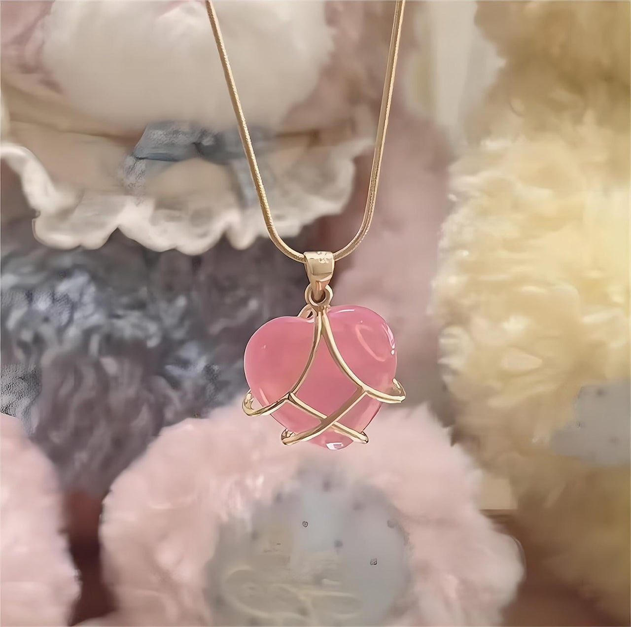 Barbie Murano Crystal Heart Pendant Necklace - ArtGalleryZen