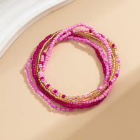 Thumbnail for Barbie Pink 5Pcs Crystal Beaded Stackable Anklet Set - ArtGalleryZen