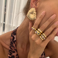 Thumbnail for Baroque 6pcs Pink Rhinestone Inlaid Open Ring Set - ArtGalleryZen