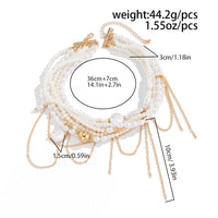 Thumbnail for Baroque Layered Gold Tone Pearl Chain Tassel Choker Necklace - ArtGalleryZen