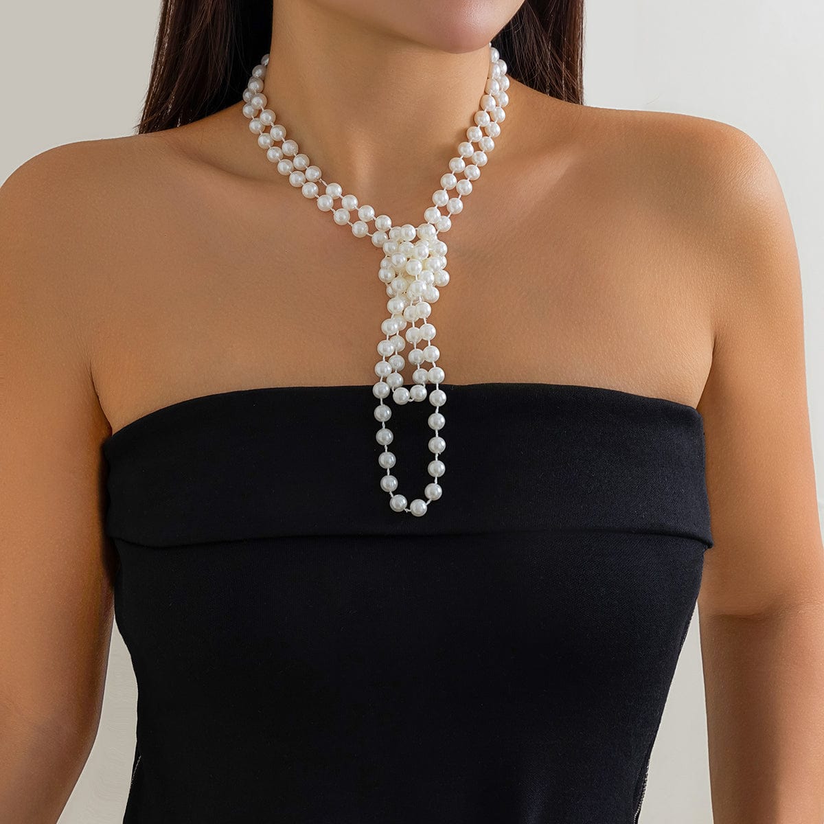 Baroque Layered Knotted Pearl Chain Y Necklace - ArtGalleryZen