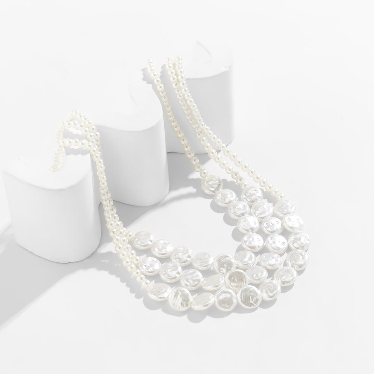 Baroque Layered Pearl Chain Choker Necklace - ArtGalleryZen