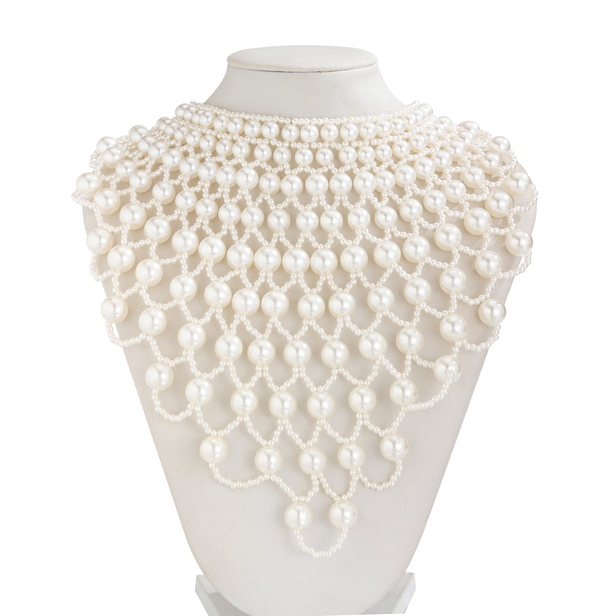 Baroque Layered Pearl Mesh Tassel Necklace - ArtGalleryZen