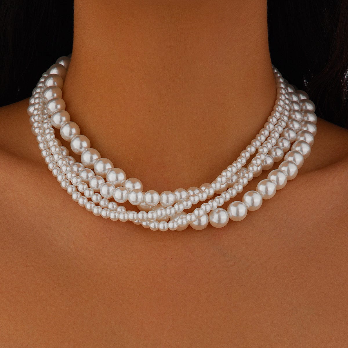 Baroque Layered Ribbon Bowknot Pearl Chain Necklace - ArtGalleryZen
