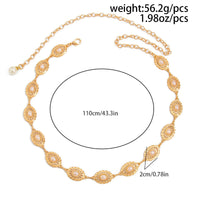 Thumbnail for Baroque Pearl Inlaid Floral Oval Disk Waist Chain - ArtGalleryZen