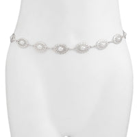 Thumbnail for Baroque Pearl Inlaid Floral Oval Disk Waist Chain - ArtGalleryZen