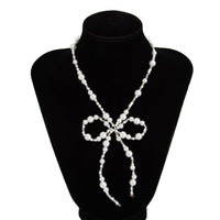 Thumbnail for Baroque Pearl Seed Beaded Bowknot Necklace Earrings Set - ArtGalleryZen