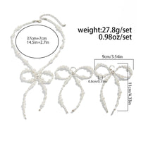 Thumbnail for Baroque Pearl Seed Beaded Bowknot Necklace Earrings Set - ArtGalleryZen