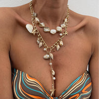 Thumbnail for Beach Style 2pcs Conch Shell Starfish Pearl Tassel Y Necklace Set - ArtGalleryZen