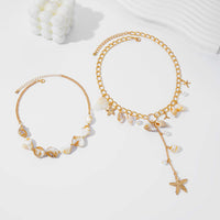 Thumbnail for Beach Style 2pcs Conch Shell Starfish Pearl Tassel Y Necklace Set - ArtGalleryZen