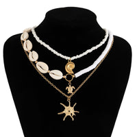 Thumbnail for Beach Style 3Pcs Conch Starfish Turtle Pendant Seed Bead Necklace Set - ArtGalleryZen