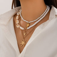 Thumbnail for Beach Style 3Pcs Conch Starfish Turtle Pendant Seed Bead Necklace Set - ArtGalleryZen
