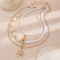 Thumbnail for Beach Style 3Pcs Conch Starfish Turtle Pendant Seed Bead Necklace Set - ArtGalleryZen