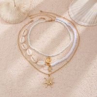 Thumbnail for Beach Style 3Pcs Conch Starfish Turtle Pendant Seed Bead Necklace Set - ArtGalleryZen