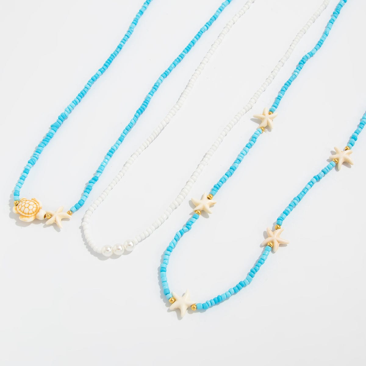 Beach Style 3pcs Starfish Turtle Seed Beaded Waist Chain Set - ArtGalleryZen