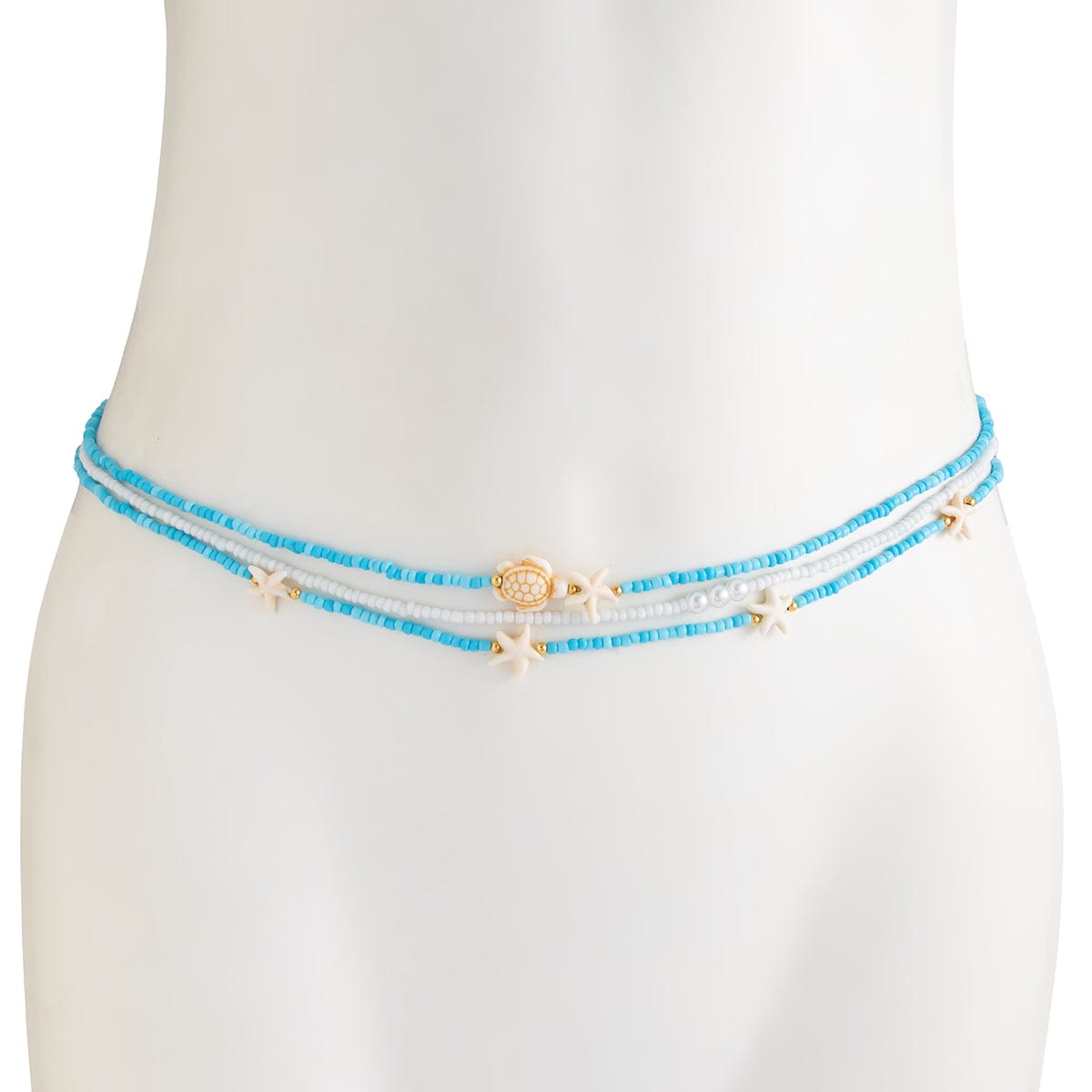 Beach Style 3pcs Starfish Turtle Seed Beaded Waist Chain Set - ArtGalleryZen