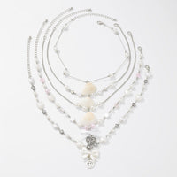 Thumbnail for Beach Style 5pcs Natural Shell Bowknot Heart Pendant Pearl Chain Necklace Set - ArtGalleryZen