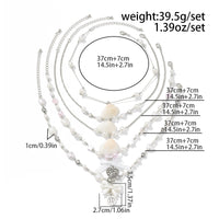Thumbnail for Beach Style 5pcs Natural Shell Bowknot Heart Pendant Pearl Chain Necklace Set - ArtGalleryZen