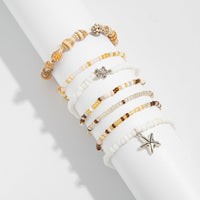 Thumbnail for Beach Style 7pcs Starfish Charm Conch Seed Beaded Anklet Set - ArtGalleryZen