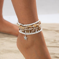 Thumbnail for Beach Style 7pcs Starfish Charm Conch Seed Beaded Anklet Set - ArtGalleryZen
