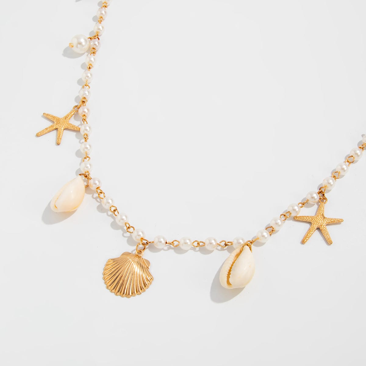 Beach Style Conch Shell Starfish Tassel Pearl Waist Chain - ArtGalleryZen
