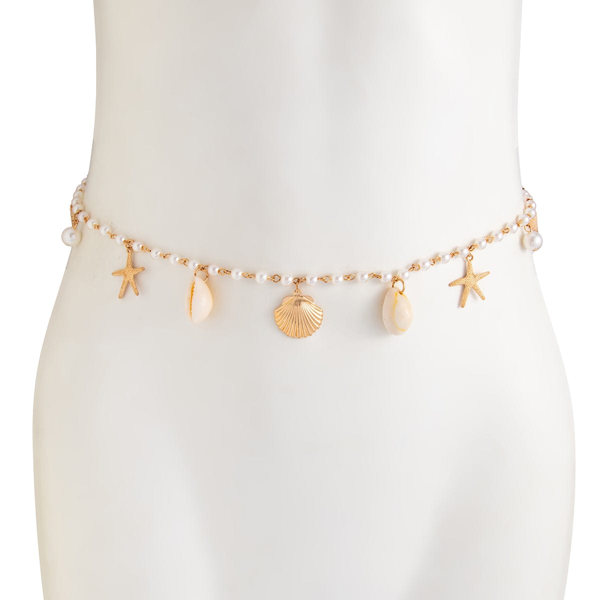 Beach Style Conch Shell Starfish Tassel Pearl Waist Chain - ArtGalleryZen