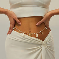 Thumbnail for Beach Style Conch Shell Starfish Tassel Pearl Waist Chain - ArtGalleryZen