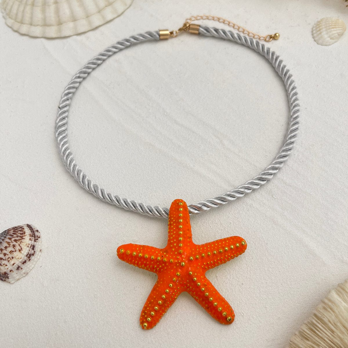 Beach Style Enamel Starfish Pendant Necklace - ArtGalleryZen