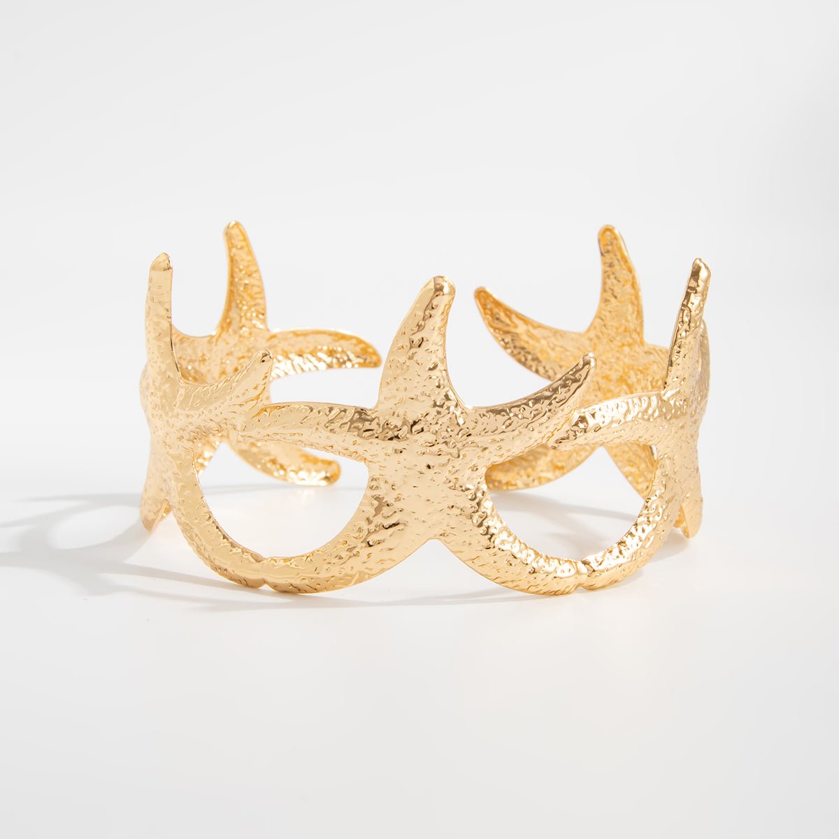 Beach Style Gold Silver Tone Textured Starfish Arm Cuff - ArtGalleryZen