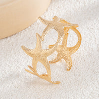 Thumbnail for Beach Style Gold Silver Tone Textured Starfish Arm Cuff - ArtGalleryZen