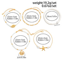 Thumbnail for Beach Style Layered Shell Starfish Charm Seed Bead Anklet Set - ArtGalleryZen