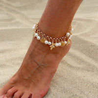 Thumbnail for Beach Style Pearl Shell Starfish Tassel Anklet - ArtGalleryZen