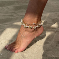 Thumbnail for Beach Style Pearl Shell Starfish Tassel Anklet - ArtGalleryZen