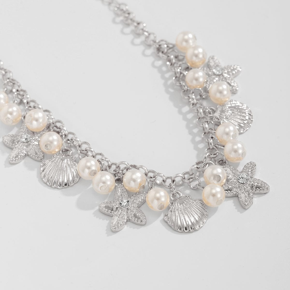 Beach Style Pearl Shell Starfish Tassel Anklet - ArtGalleryZen