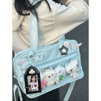 Thumbnail for Blue Polka Dots Kpop Fan Display Shoulder Crossbody Bag - ArtGalleryZen